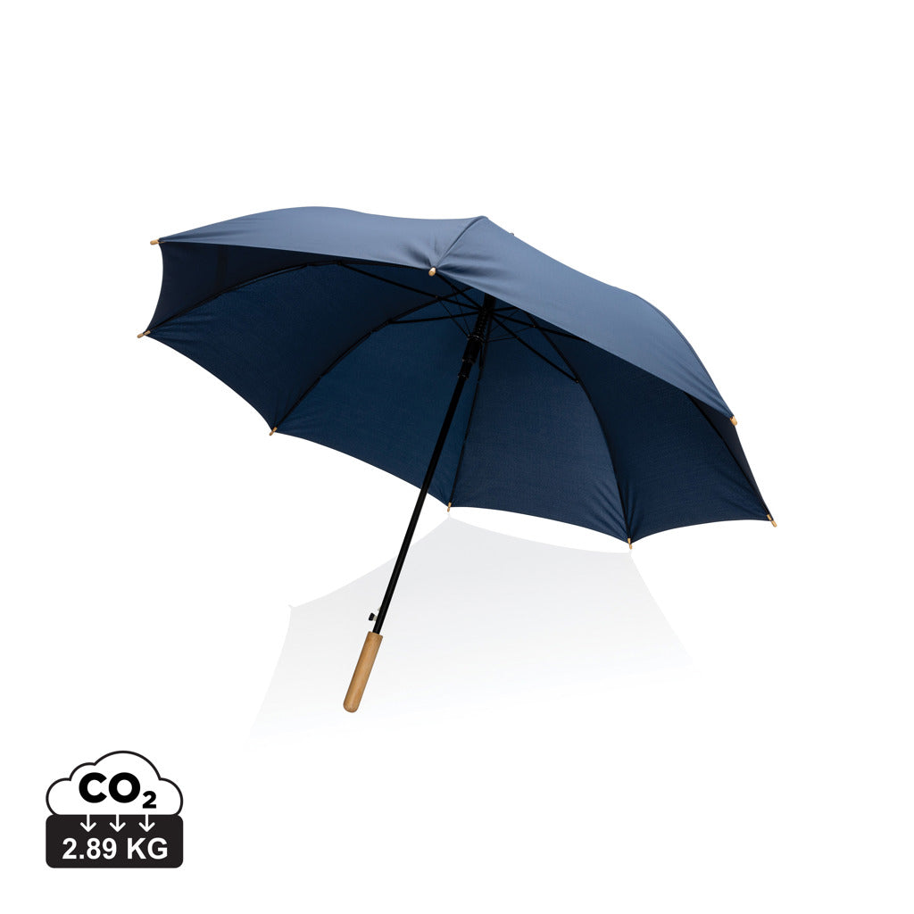 27" Impact AWARE™ RPET 190T Auto-Open Bambus-Schirm – navy blau