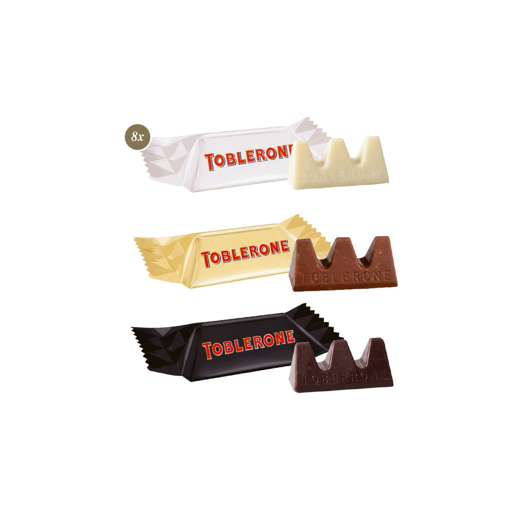 3D Präsent Container in Form eines Adventskalenders mit 8 Stück Toblerone Minis. Nachhaltiger Werbeartikel von Vanilla & Pepper.