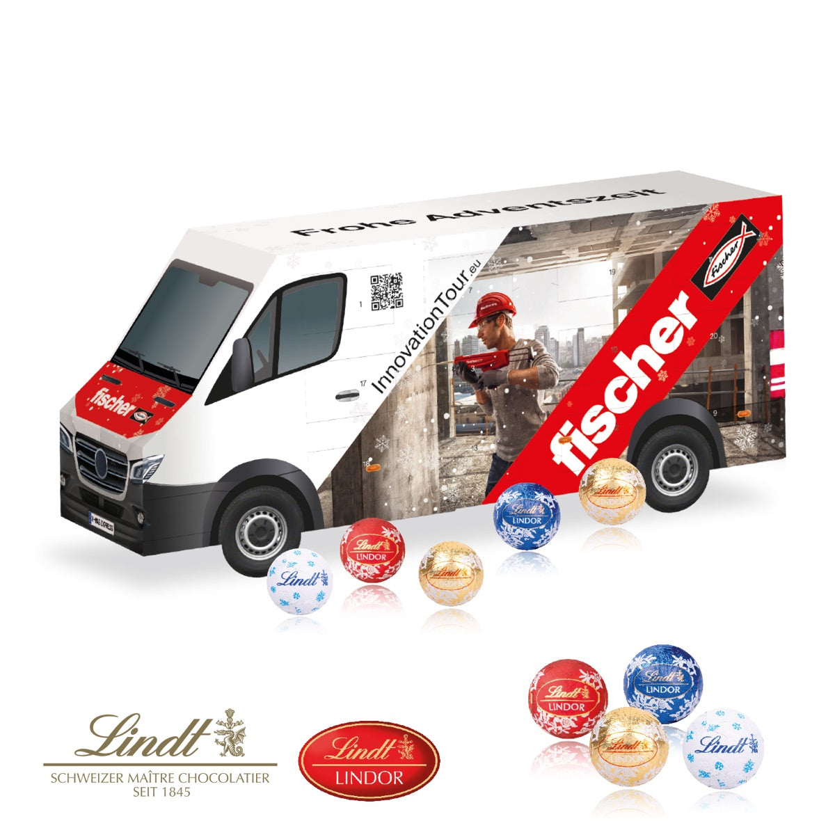 Adventskalender in Transporterform mit individuellem Werbedruck