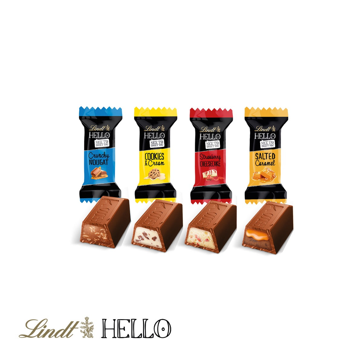 Geöffneter Präsent Bus mit Lindt HELLO Mini Sticks