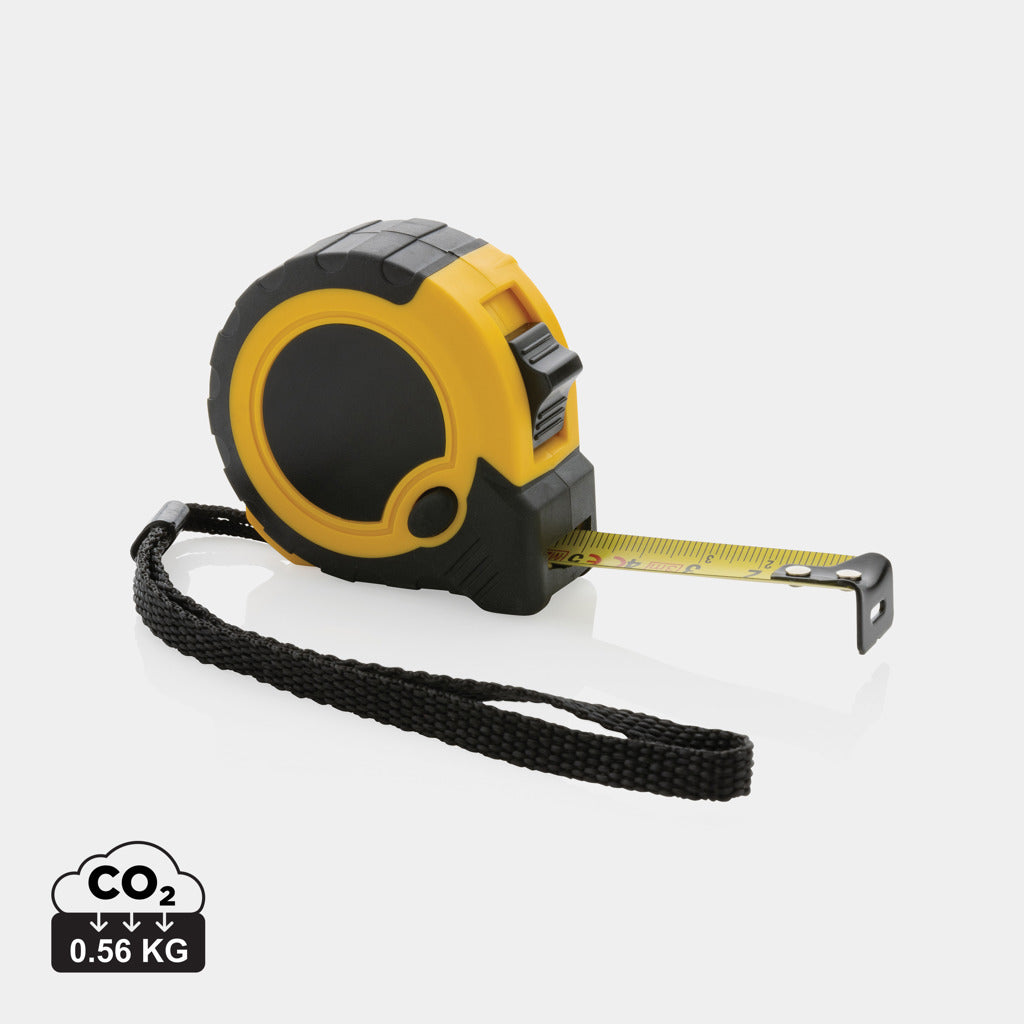 3m/16mm Maßband mit Stop-Taste aus RCS recycelt. Kunststoff – gelb