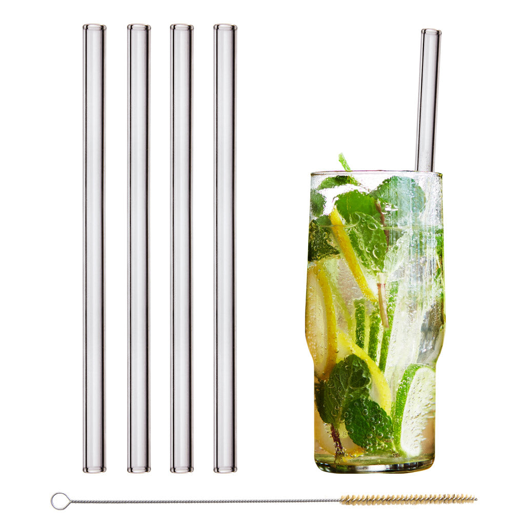 aufbewahrung glas strohhalme 4er Set Glas Strohhalme inkl. plastikfreier Reinigungsbürste – VANILLA & PEPPER