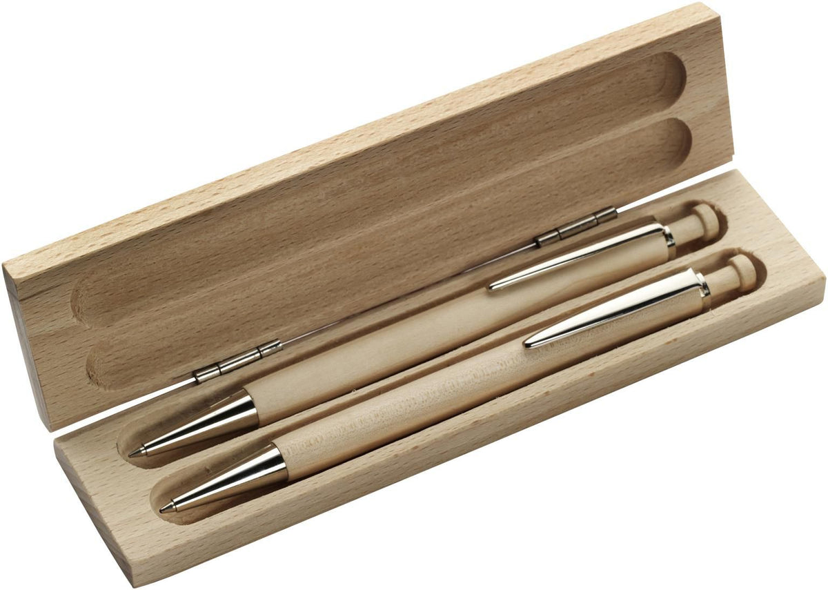Schreibset Morris, Holzbox, Stift und Bleistift
