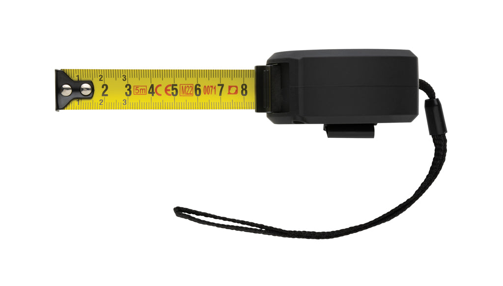 5m/19mm Maßband aus RCS recycelt. Kunststoff & Bambus – schwarz