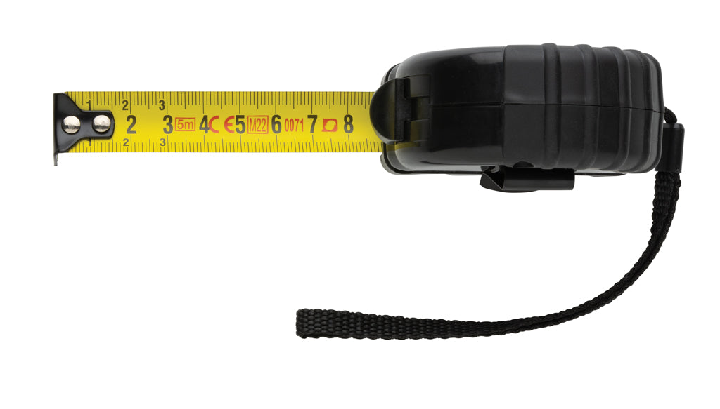 5m/19mm Maßband aus RCS recyceltem Kunststoff – schwarz