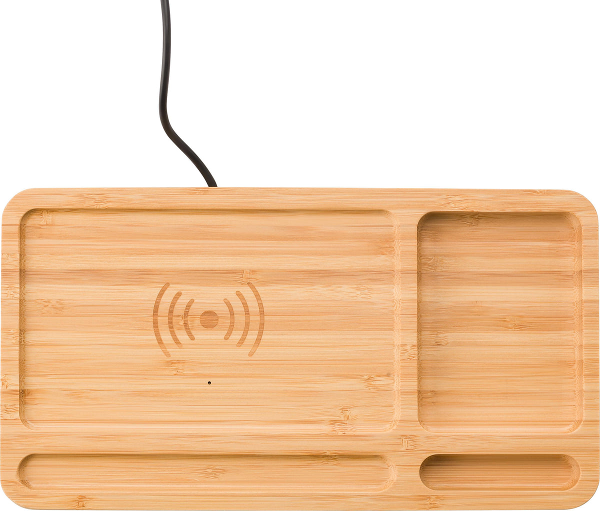 Kabelloser Lader Faye, Bambus, Schreibtisch Organizer