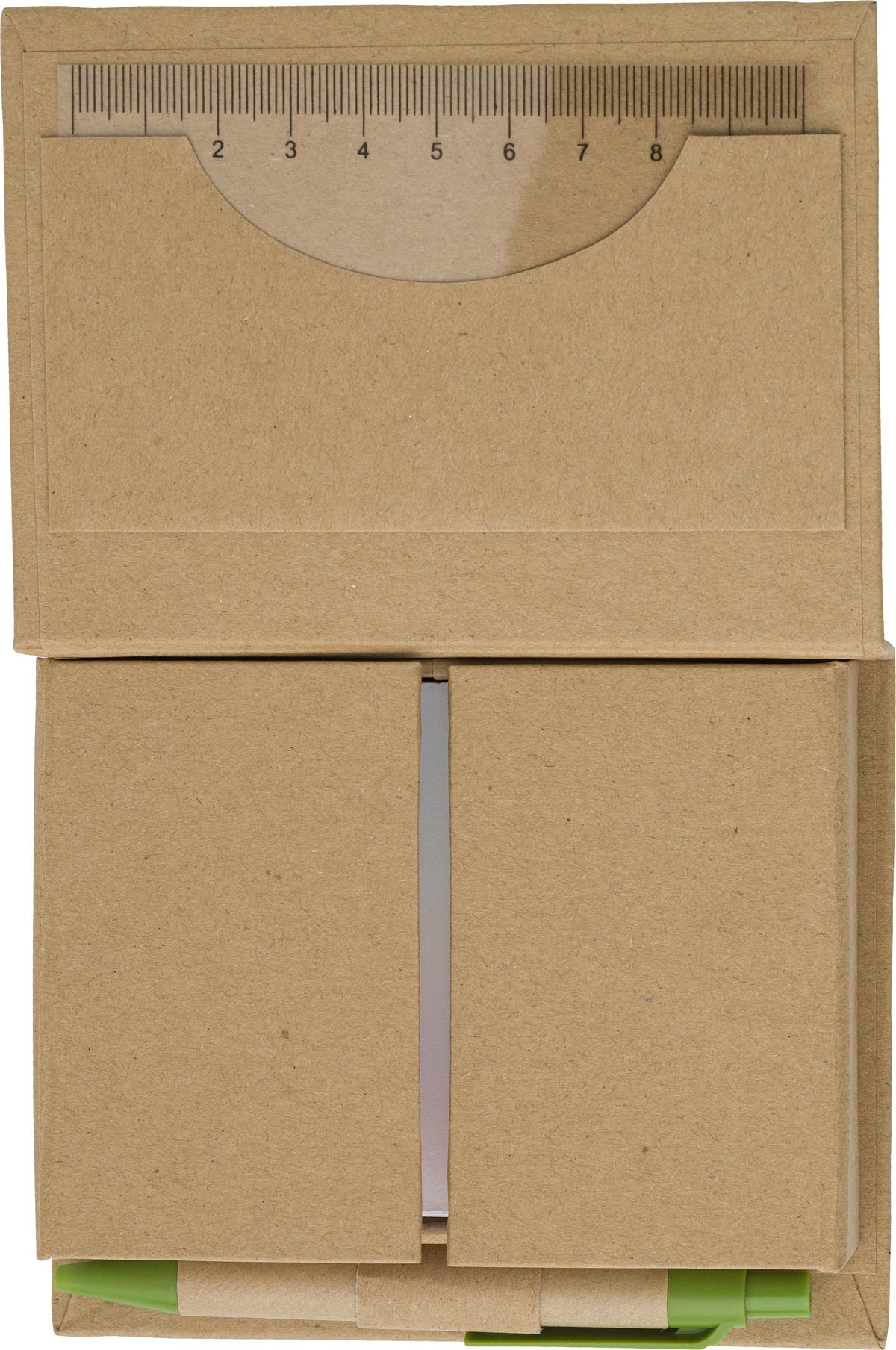 Memohalter Glenn, Karton, Mit Lineal und Kugelschreiber