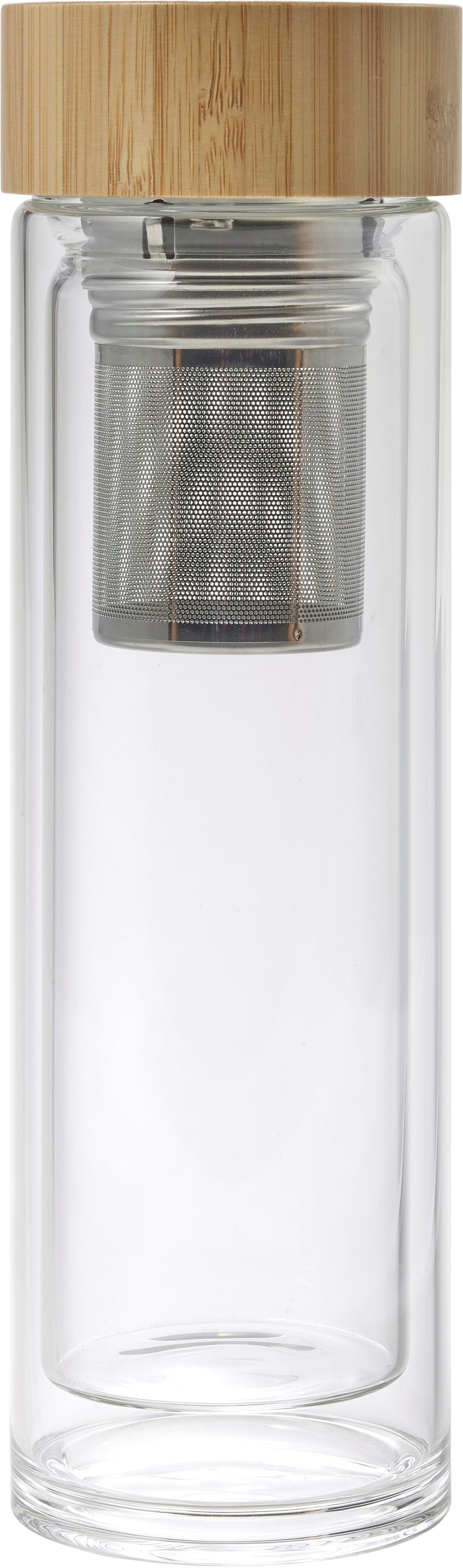 Trinkflasche Vicente, Glas, Bambusdeckel, 420 ml