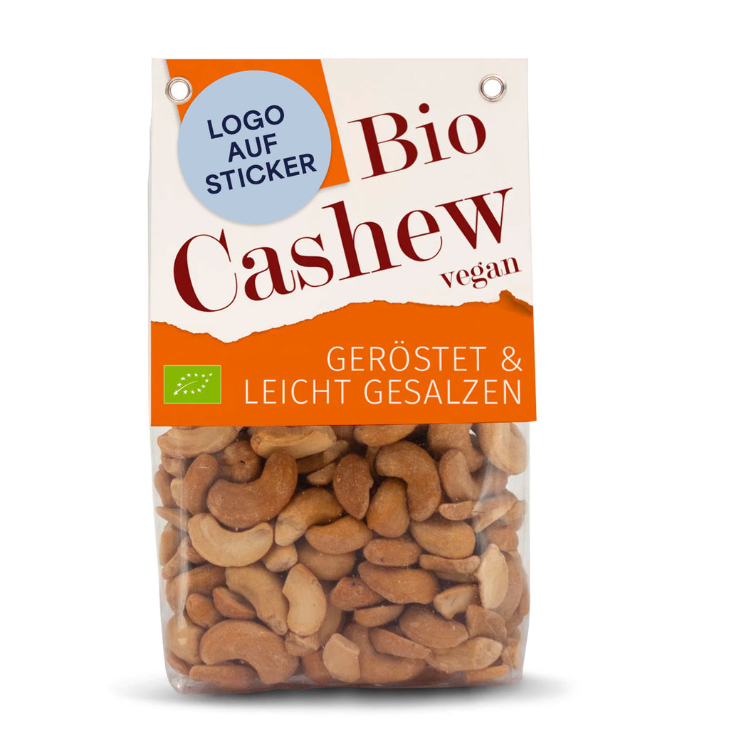 Cashews geröstet und gesalzen mit deinem Sticker