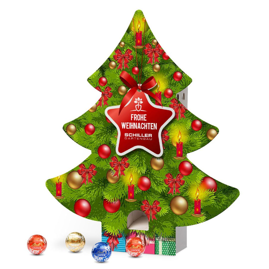 Lindt Adventsspender in Baum-Form individuell gestaltbar mit Lindt Mini Kugeln