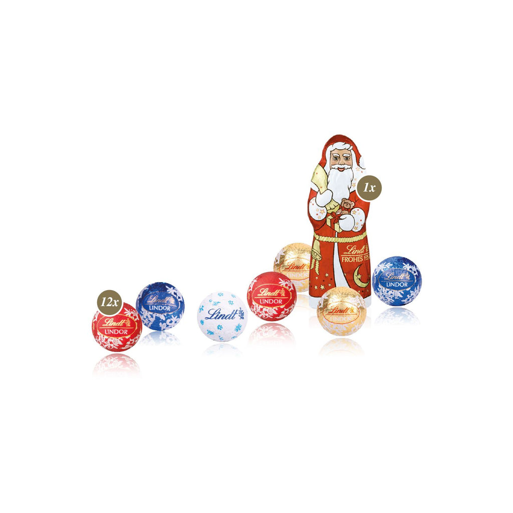 Inhalt
12 Stück Lindt Minis (ca. 55 g) und ein zartschmelzender Lindt Weihnachtsmann (10 g). Geschmacksrichtungen bunt gemischt