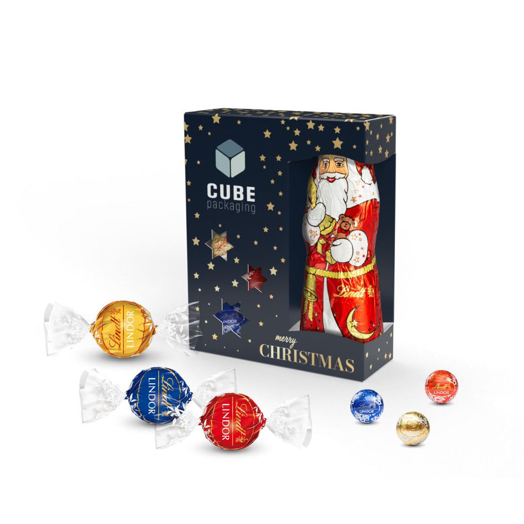 Lindt Nikolaus Mix in Werbekarton individuell bedrucken.