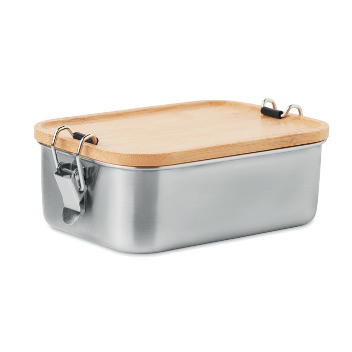 Edelstahl Lunchbox mit Bambusdeckel und Klickverschlüssen