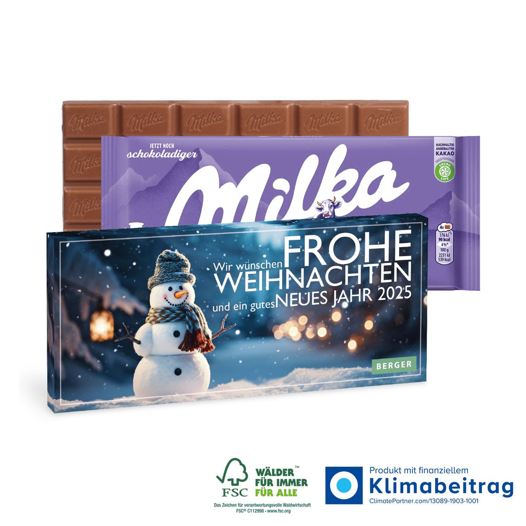 Milka Schokoladentafel in Werbekartonage in deinem Design bedrucken.