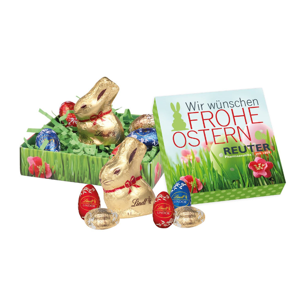 Osternest mit Lindt Schokoladenmischung individuell bedrucken.