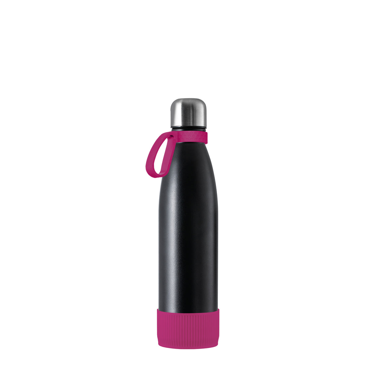 Flasche: schwarz, Ring: magenta, Hülle: magenta