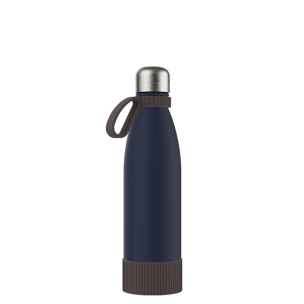 Flasche: blau, Ring: braun, Hülle: braun