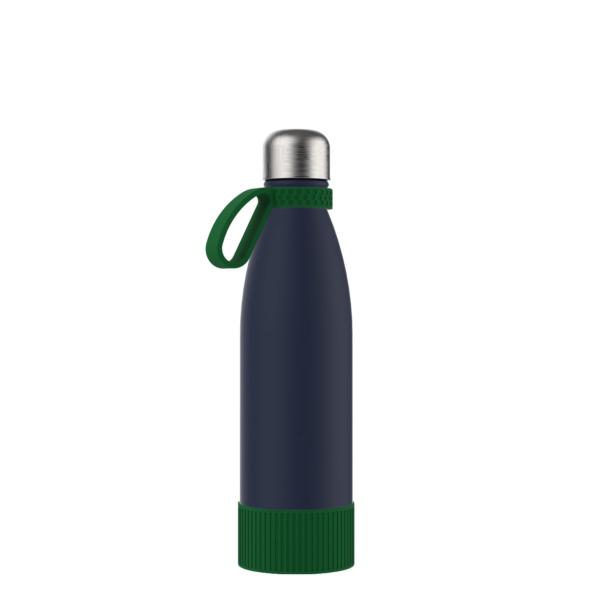 Flasche: blau, Ring: grün, Hülle: grün