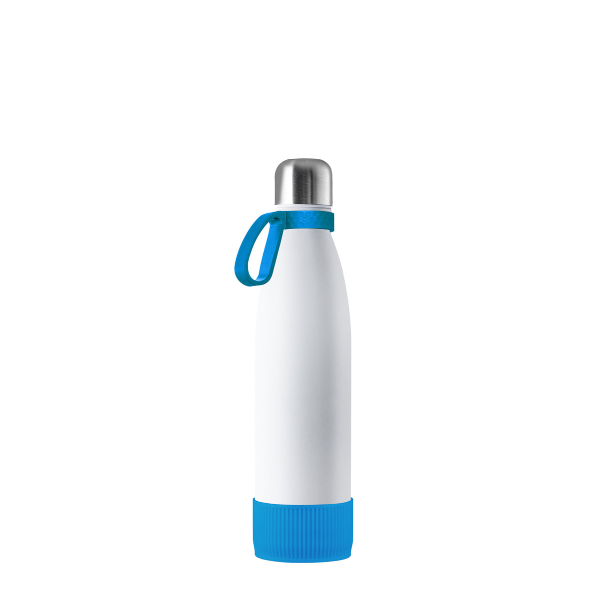 Flasche: weiß, Ring: cyan, Hülle: cyan