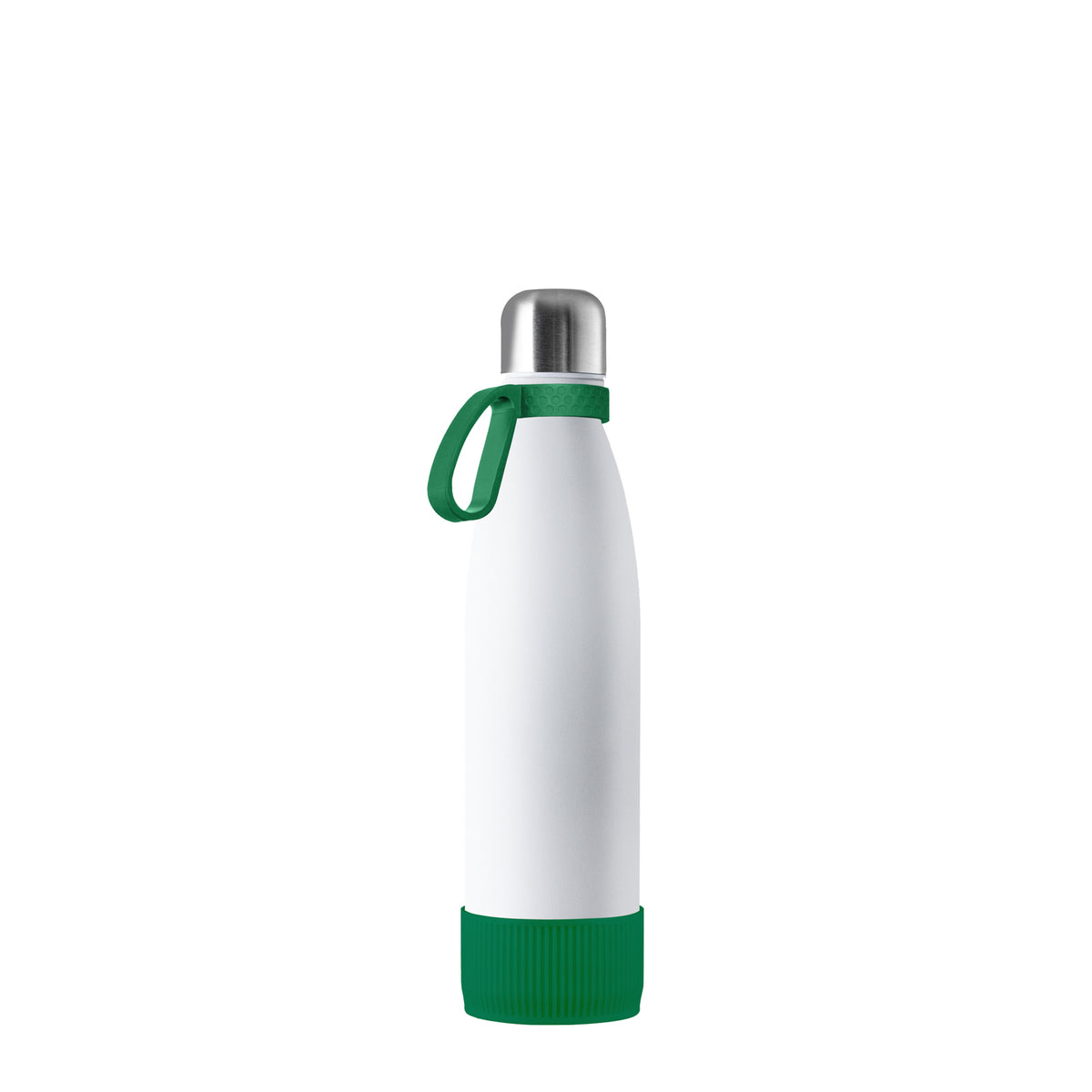 Flasche: weiß, Ring: grün, Hülle: grün
