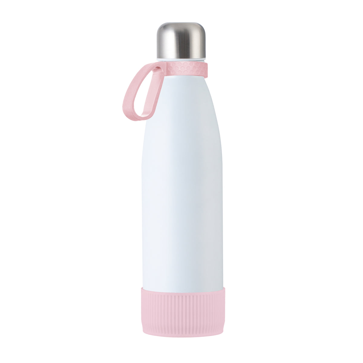 Flasche: weiß, Ring: hellmagenta, Hülle: hellmagenta