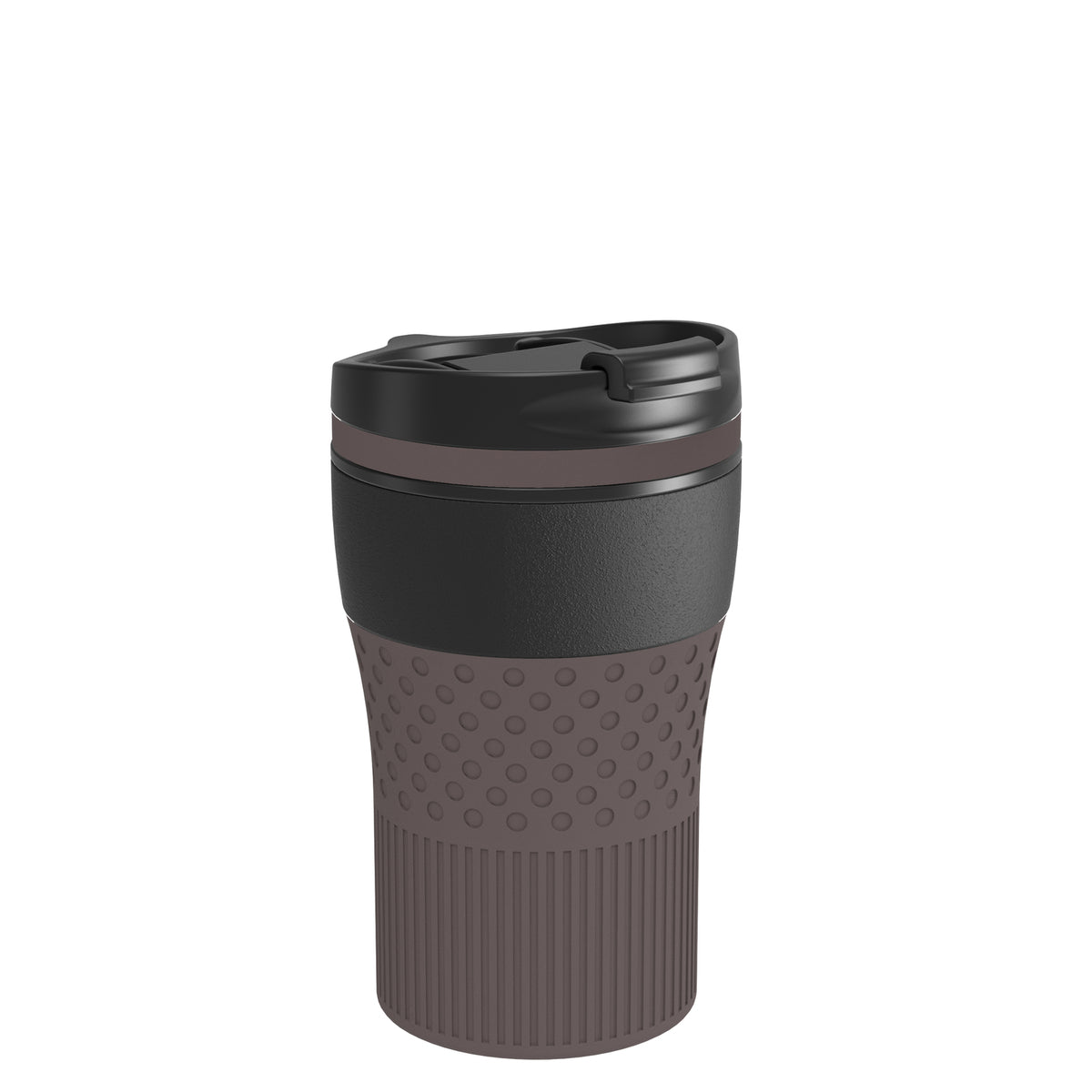 Becher: schwarz, Ring: braun, Hülle: braun