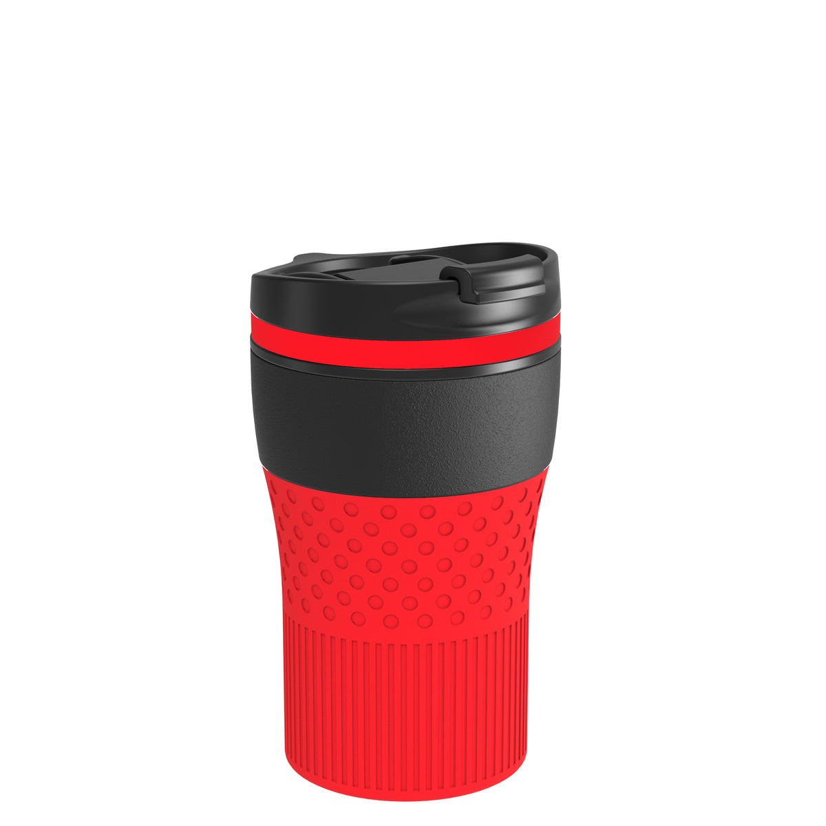Becher: schwarz, Ring: rot, Hülle: rot