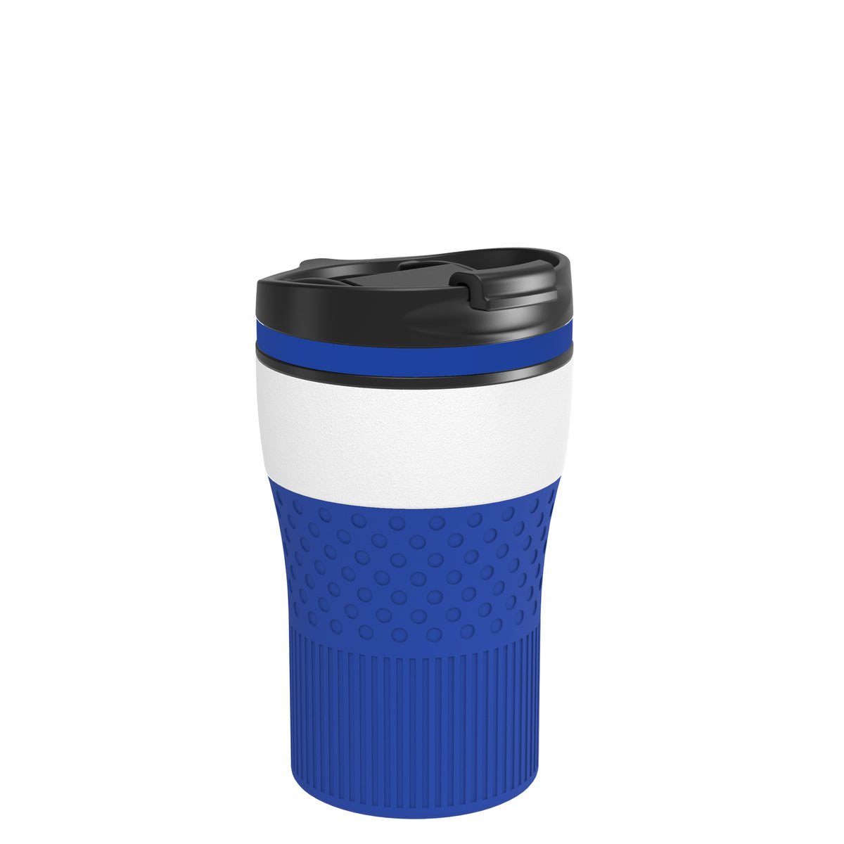 Becher: weiß, Ring: blau, Hülle: blau