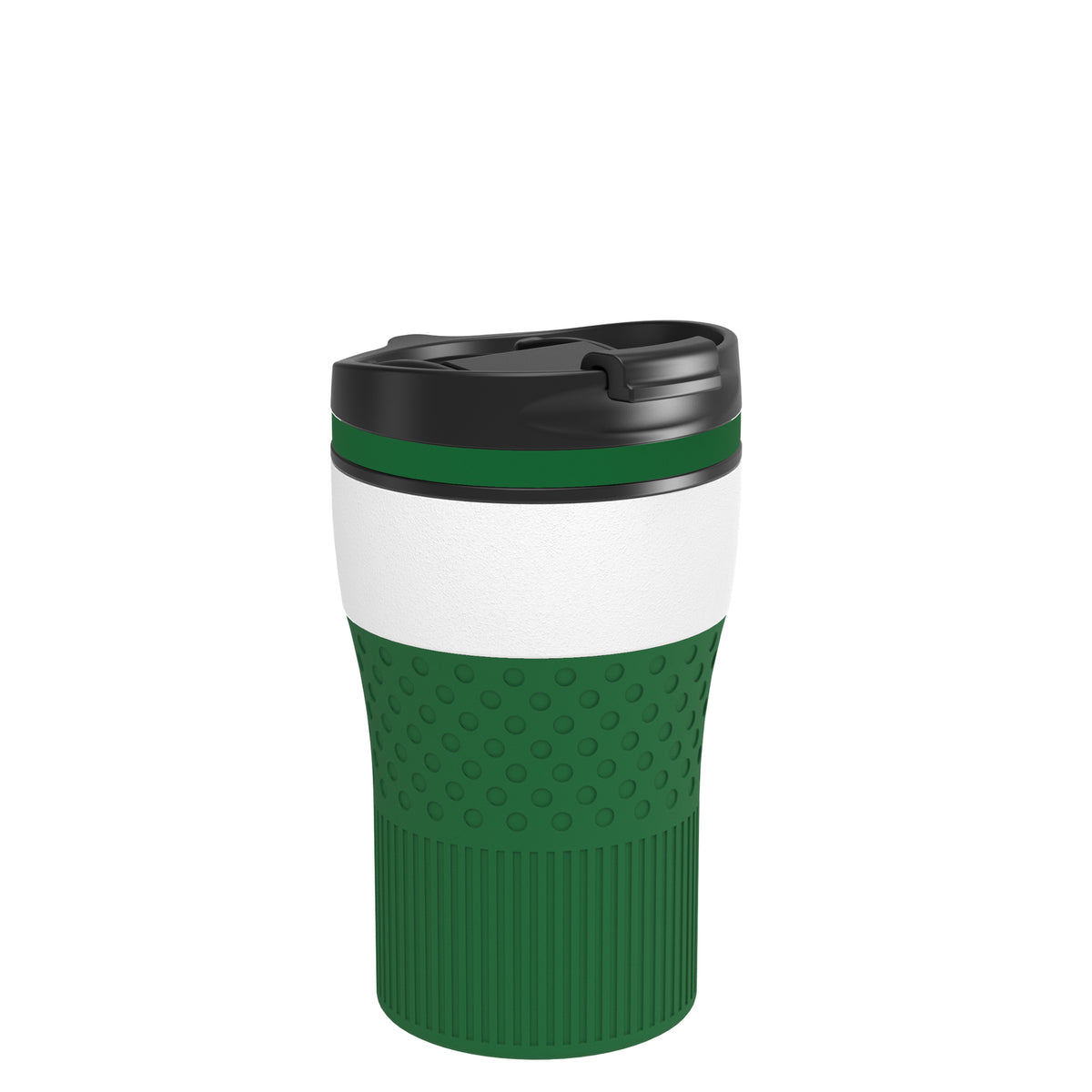 Becher: weiß, Ring: grün, Hülle: grün