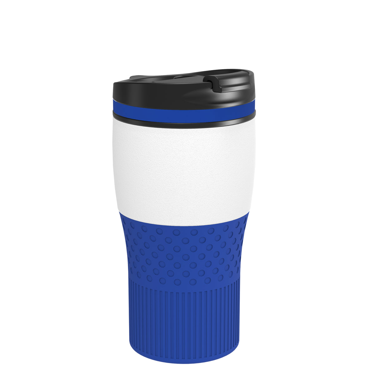 Becher: weiß, Ring: blau, Hülle: blau