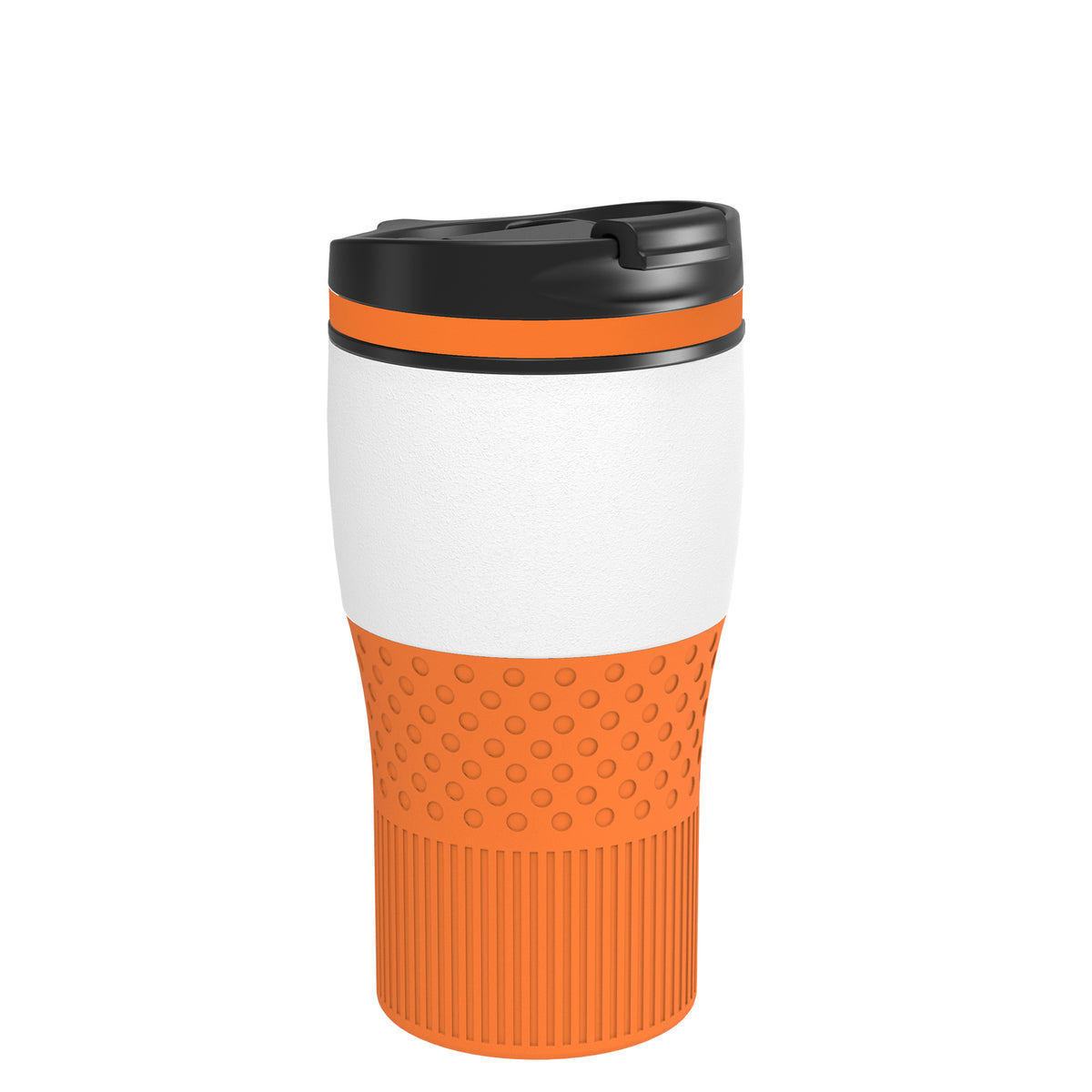 Becher: weiß, Ring: orange, Hülle: orange