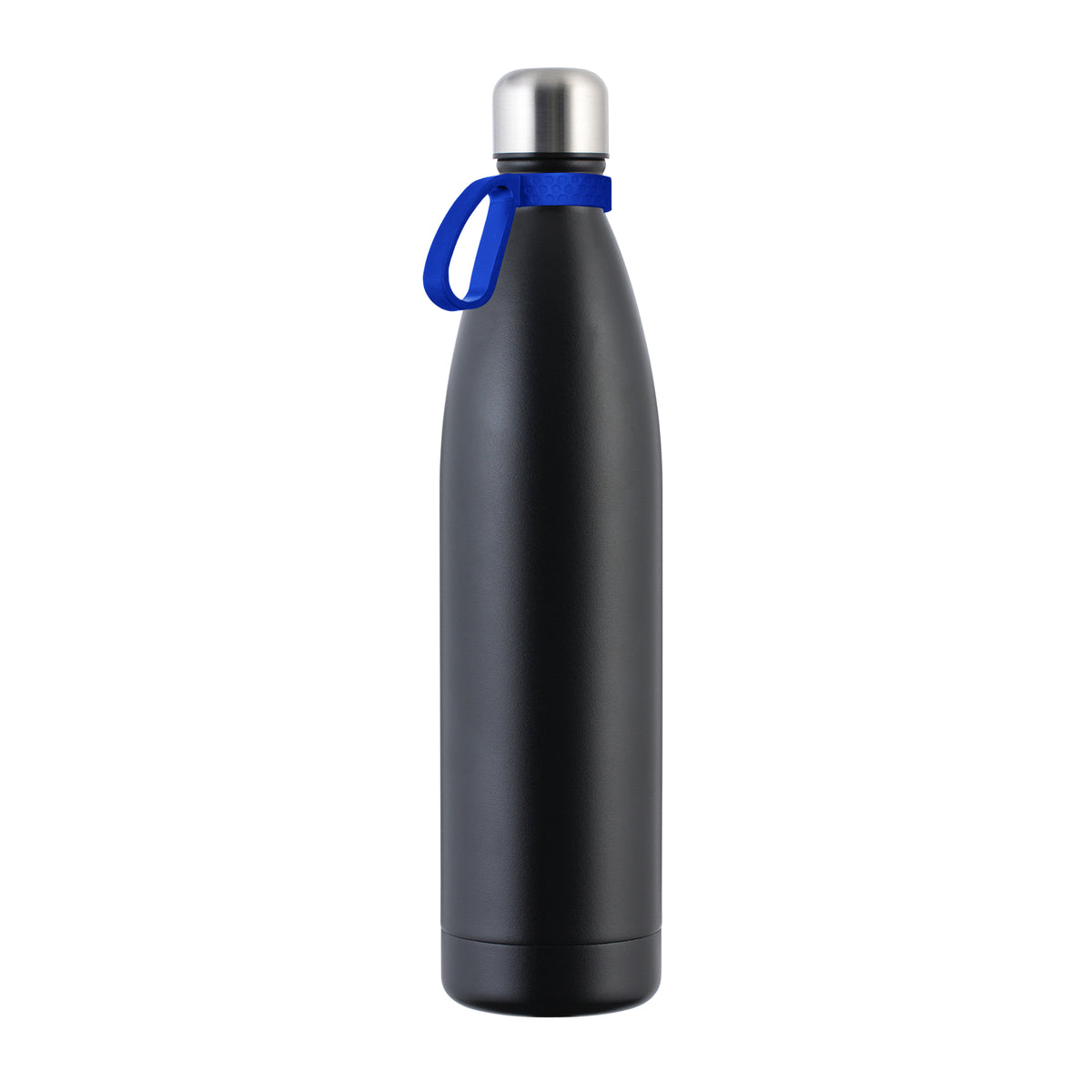 Flasche: schwarz, Ring: blau