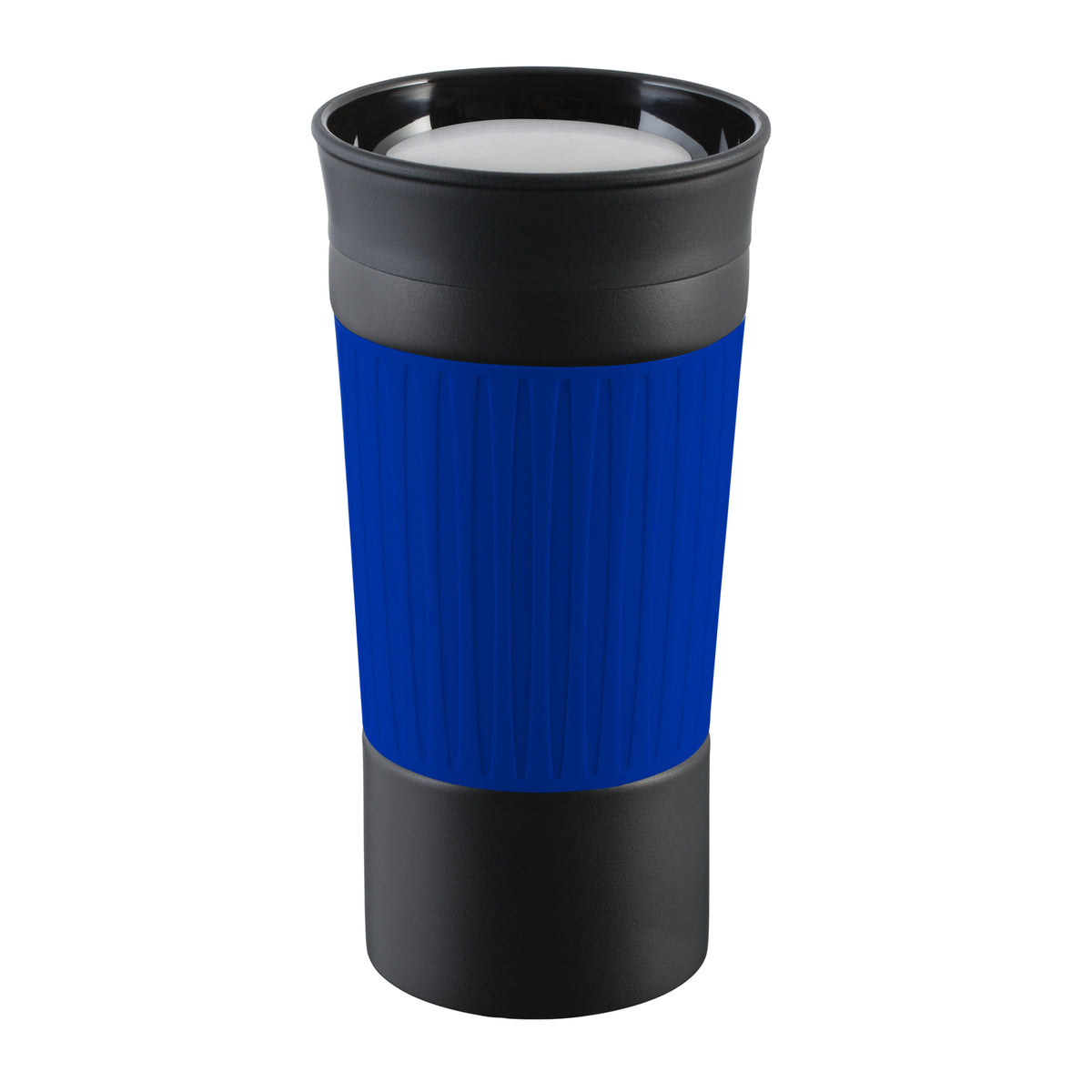 Becher: schwarz, Hülle: blau