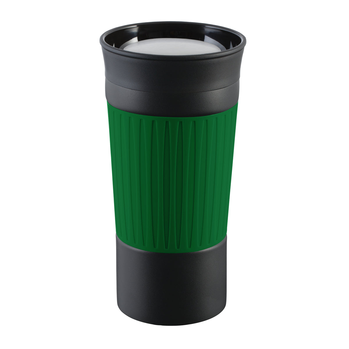 Becher: schwarz, Hülle: grün