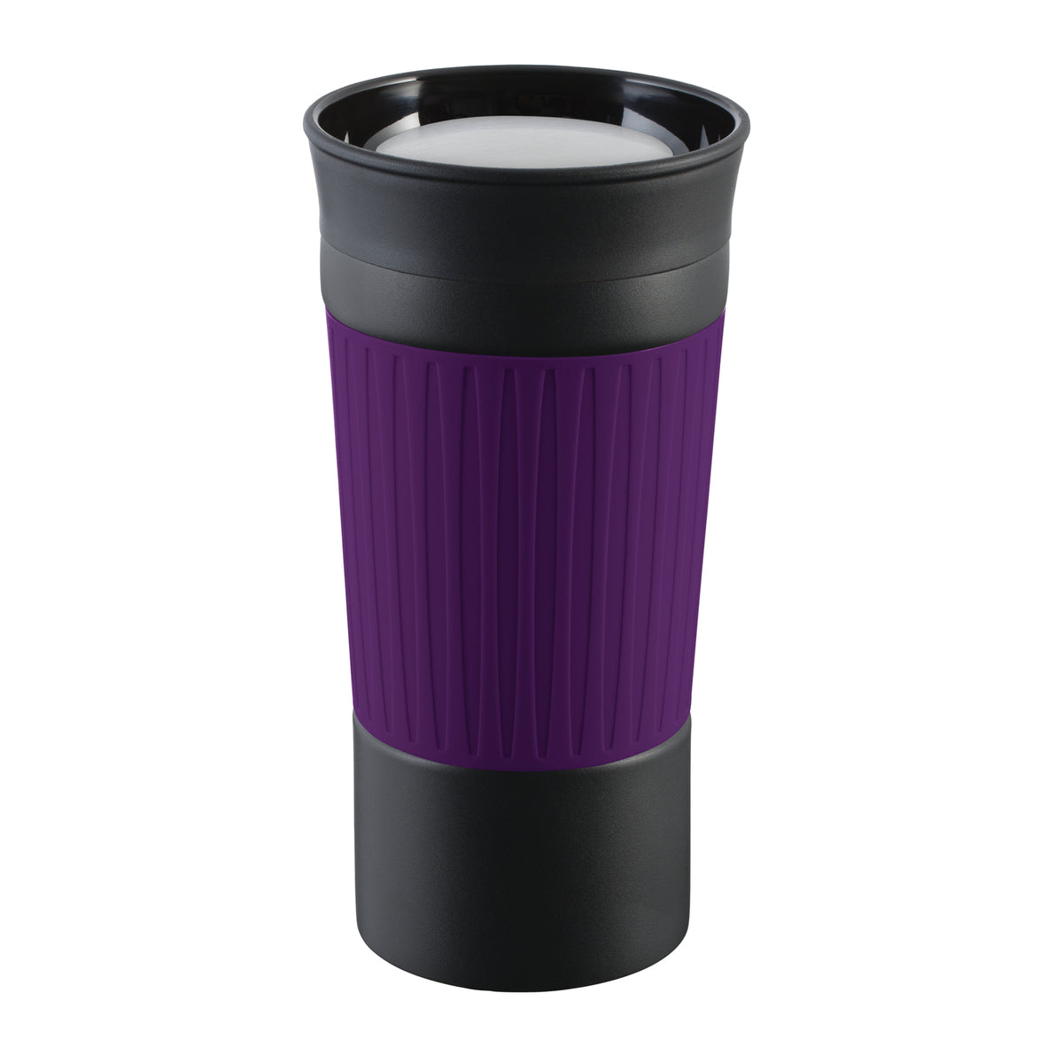 Becher: schwarz, Hülle: lila