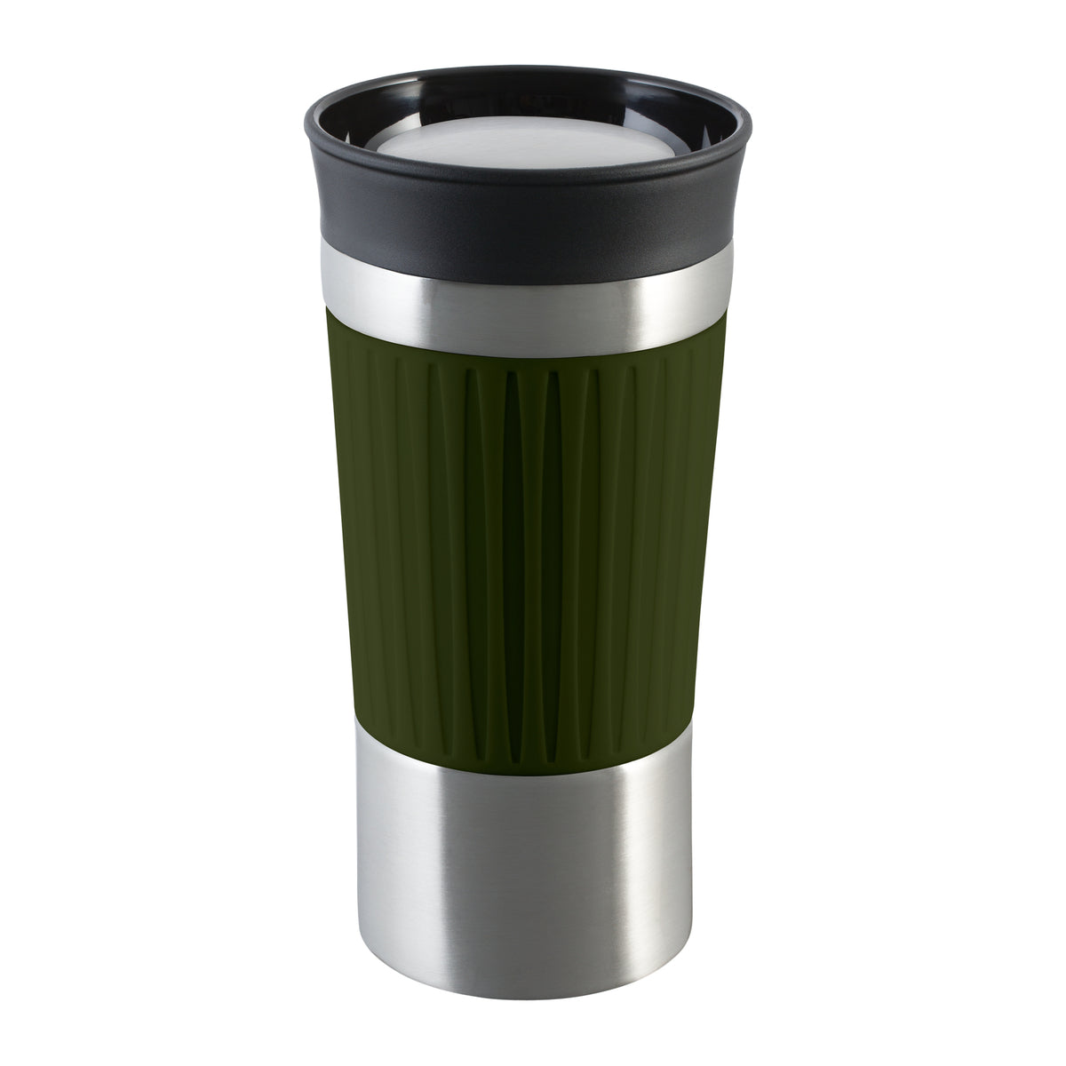 Becher: silber, Hülle: olivgrün