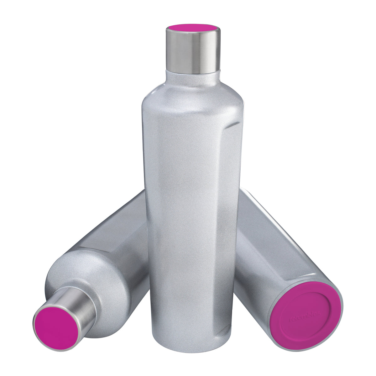 Flasche: silber, Deckel: magenta, Boden: magenta