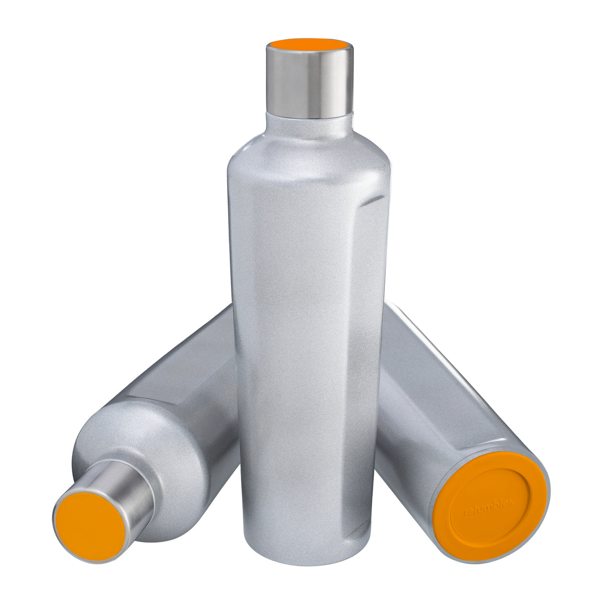 Flasche: silber, Deckel: orange, Boden: orange