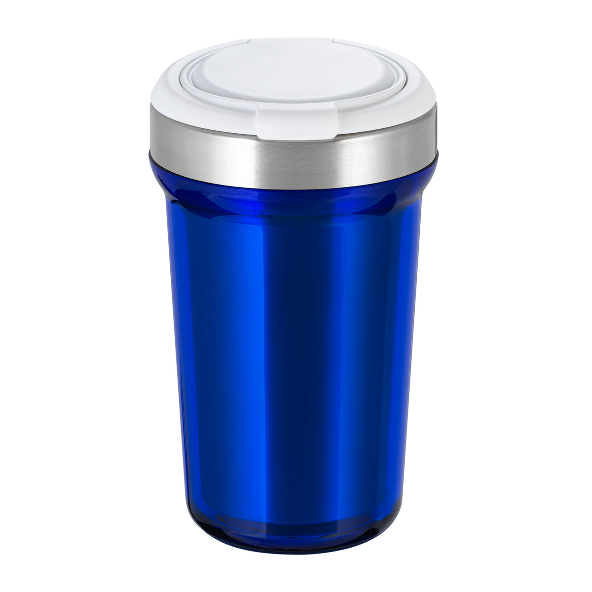 Innenbecher: silber, Deckel: weiß, Tasse: dunkelblau