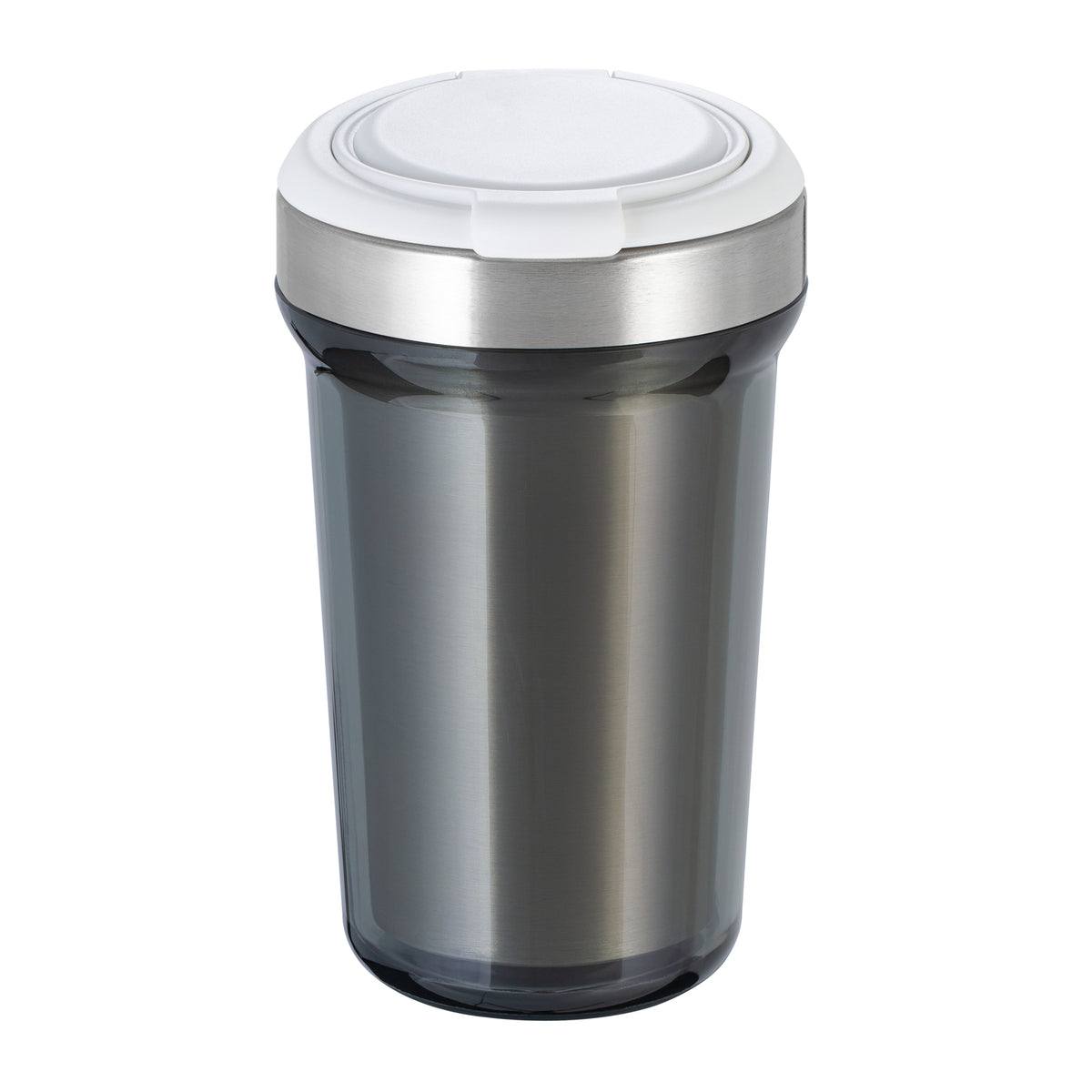 Innenbecher: silber, Deckel: weiß, Tasse: dunkelgrau