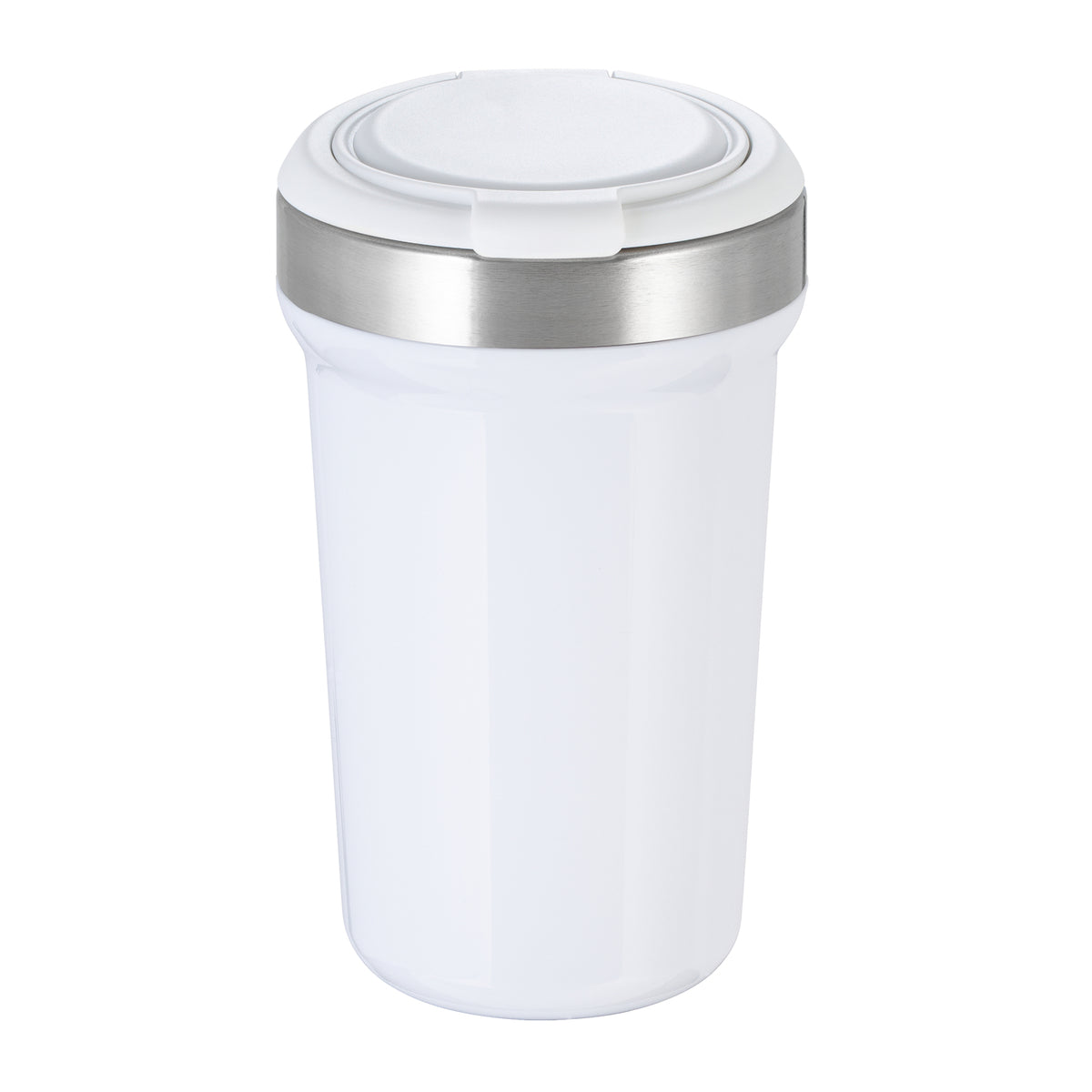 Innenbecher: silber, Deckel: weiß, Tasse: weiß