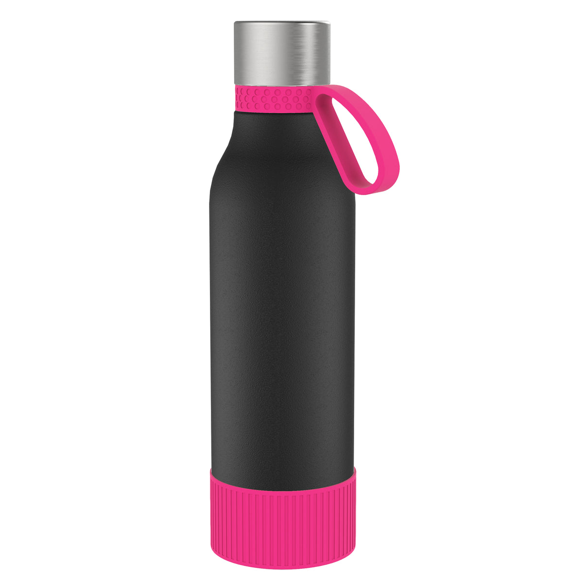 Flasche: schwarz, Ring: magenta, Hülle: magenta