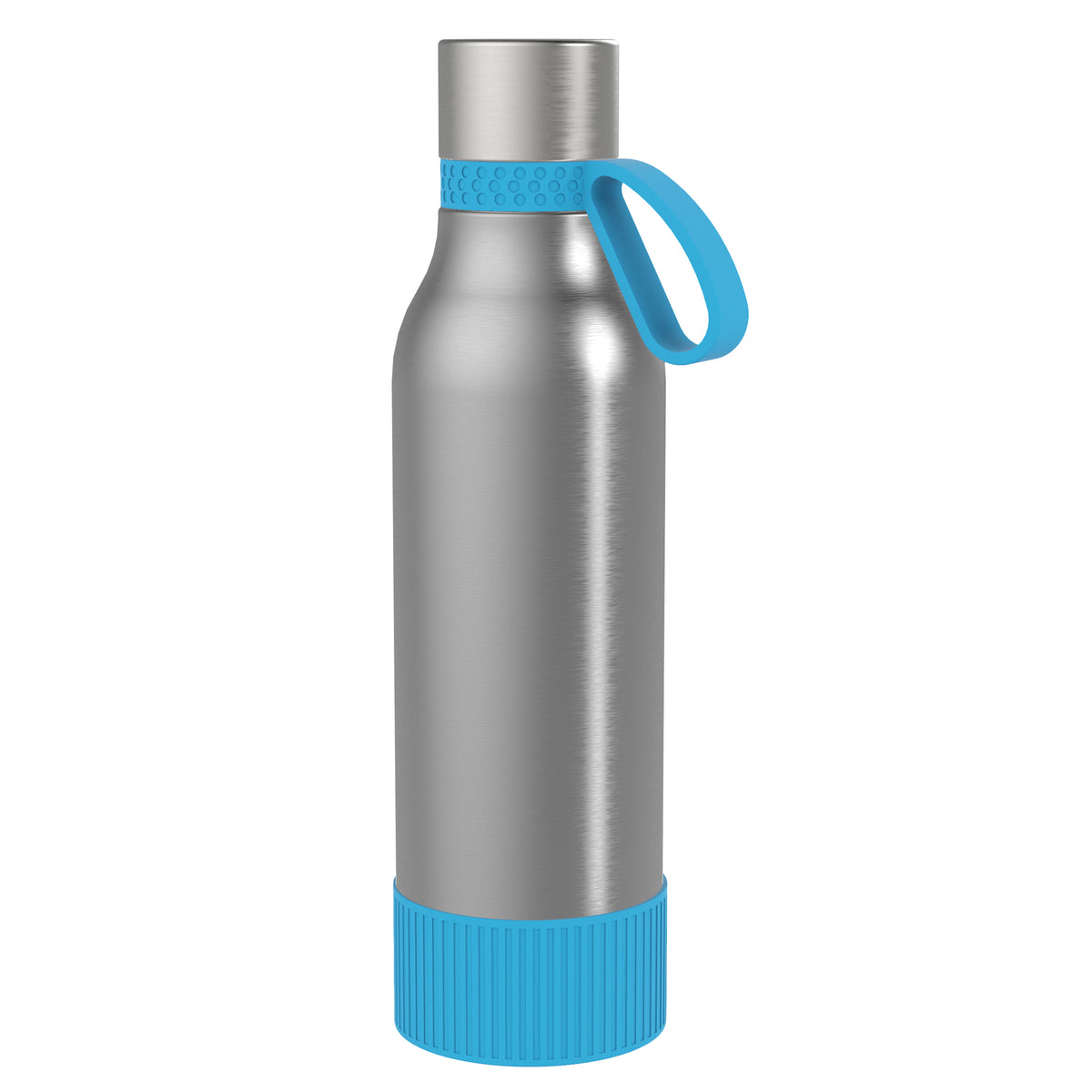 Flasche: silber, Ring: cyan, Hülle: cyan