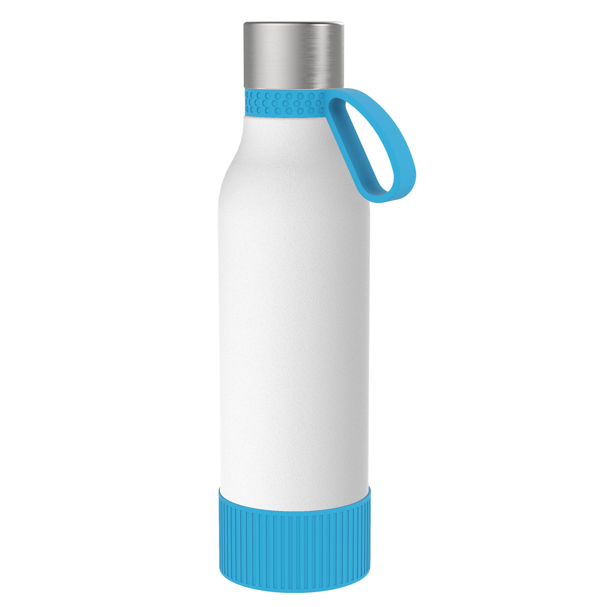 Flasche: weiß, Ring: cyan, Hülle: cyan