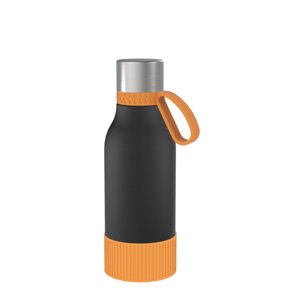 Flasche: schwarz, Ring: orange, Hülle: orange