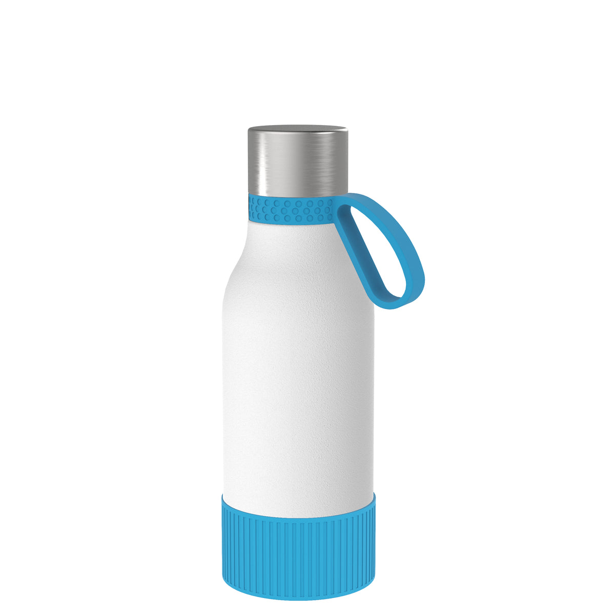 Flasche: weiß, Ring: cyan, Hülle: cyan