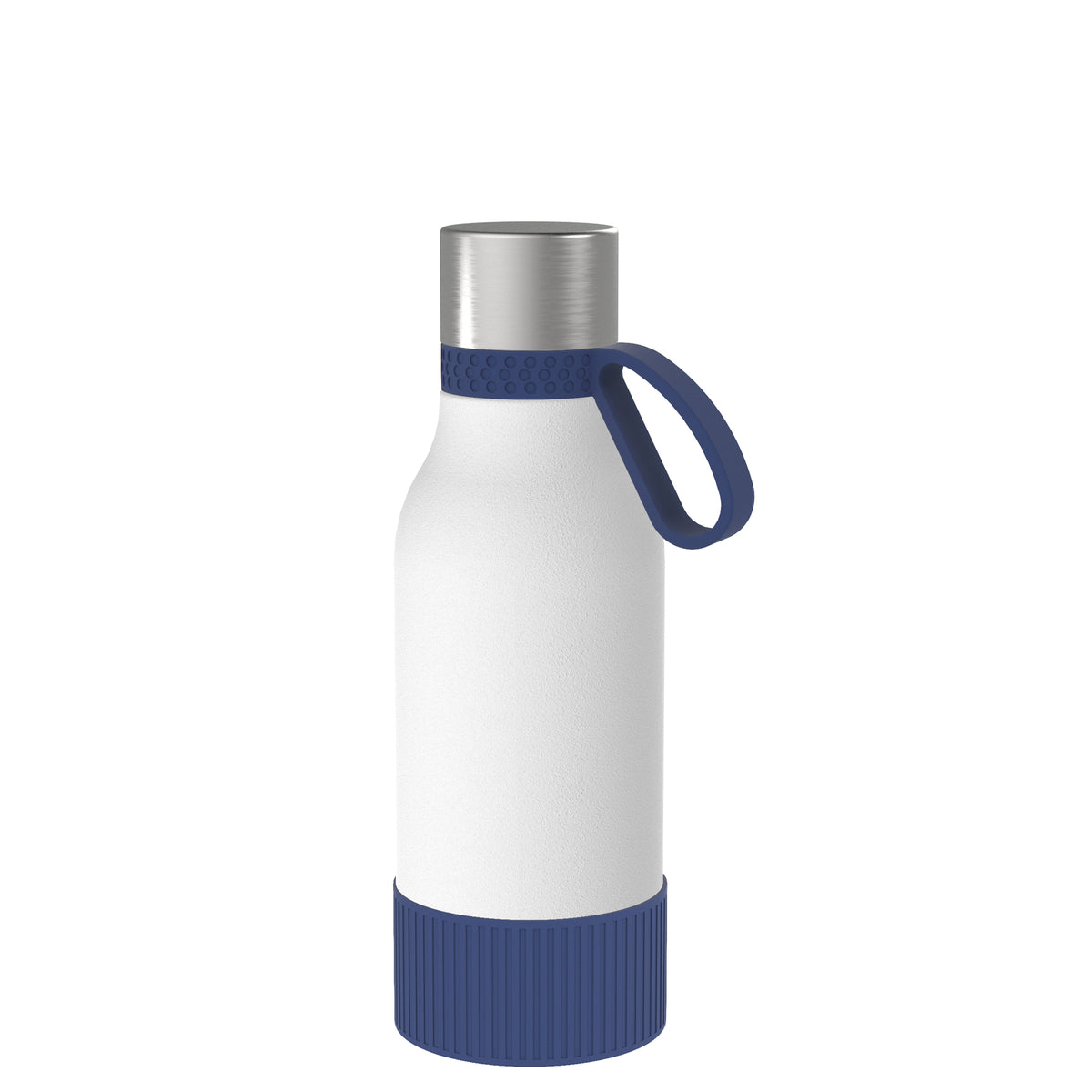 Flasche: weiß, Ring: dunkelblau, Hülle: dunkelblau