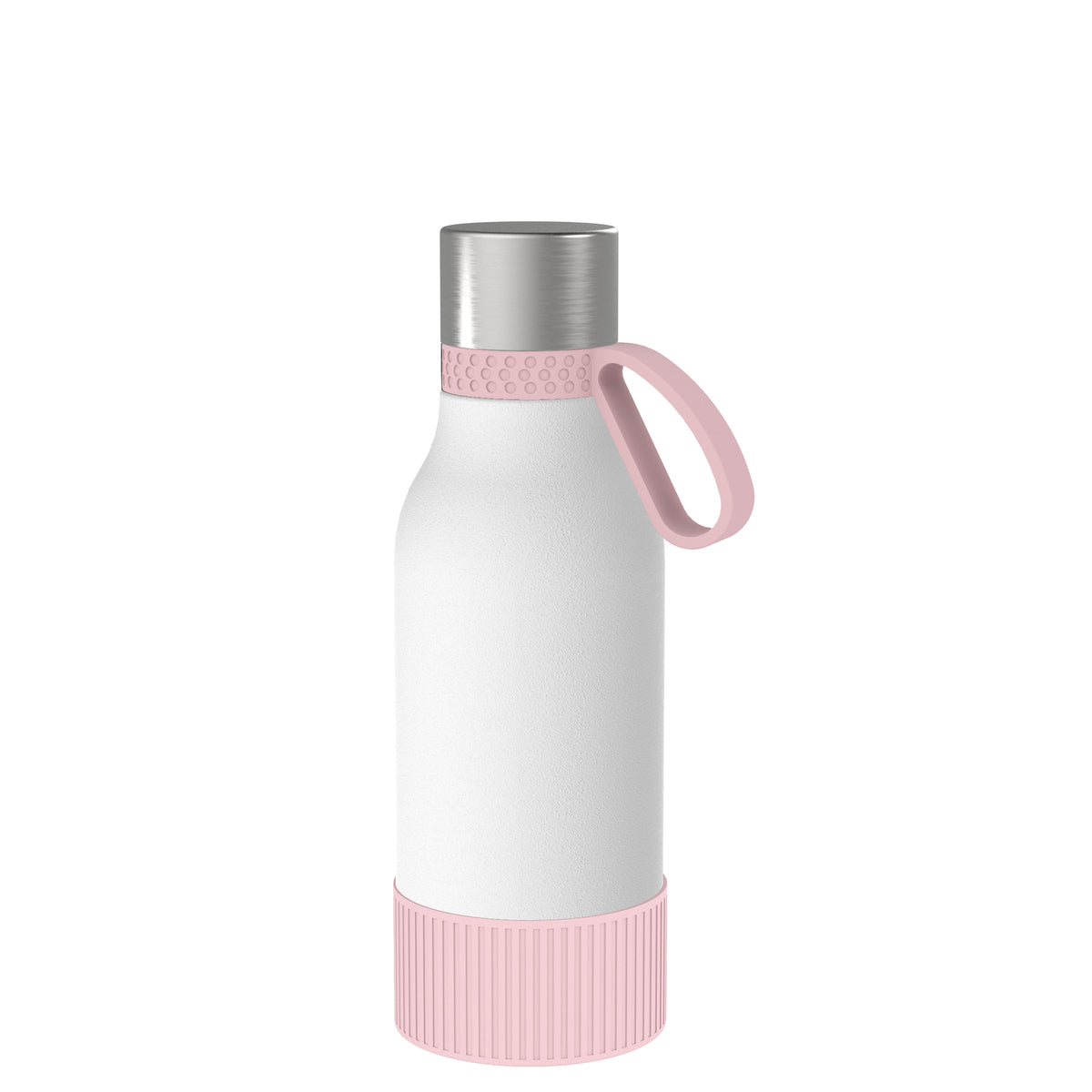 Flasche: weiß, Ring: hellmagenta, Hülle: hellmagenta