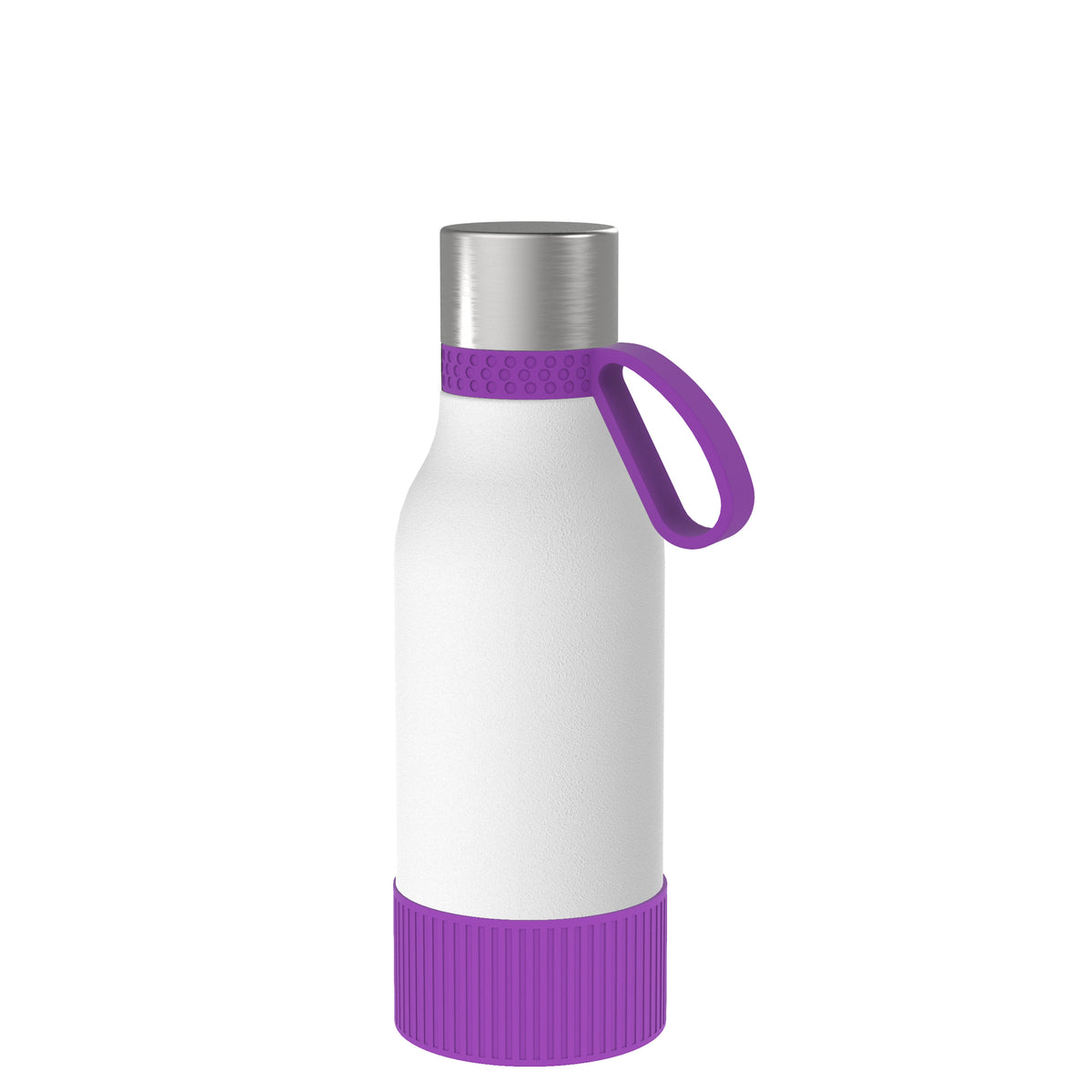 Flasche: weiß, Ring: lila, Hülle: lila