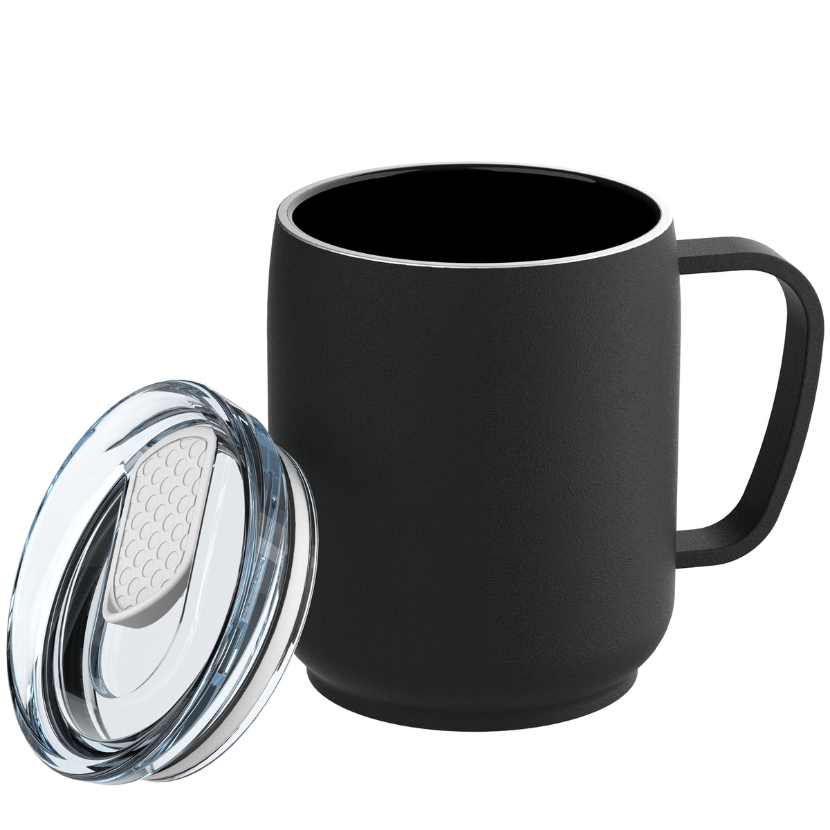 Becher: schwarz, Deckel: weiß